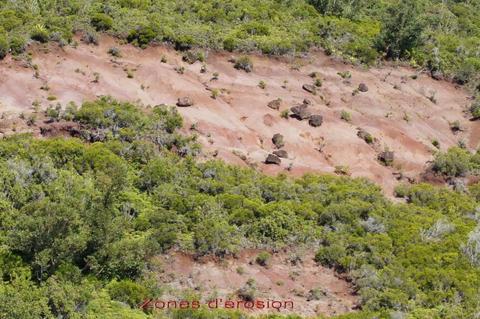 Zones d'érosion dans le paysage