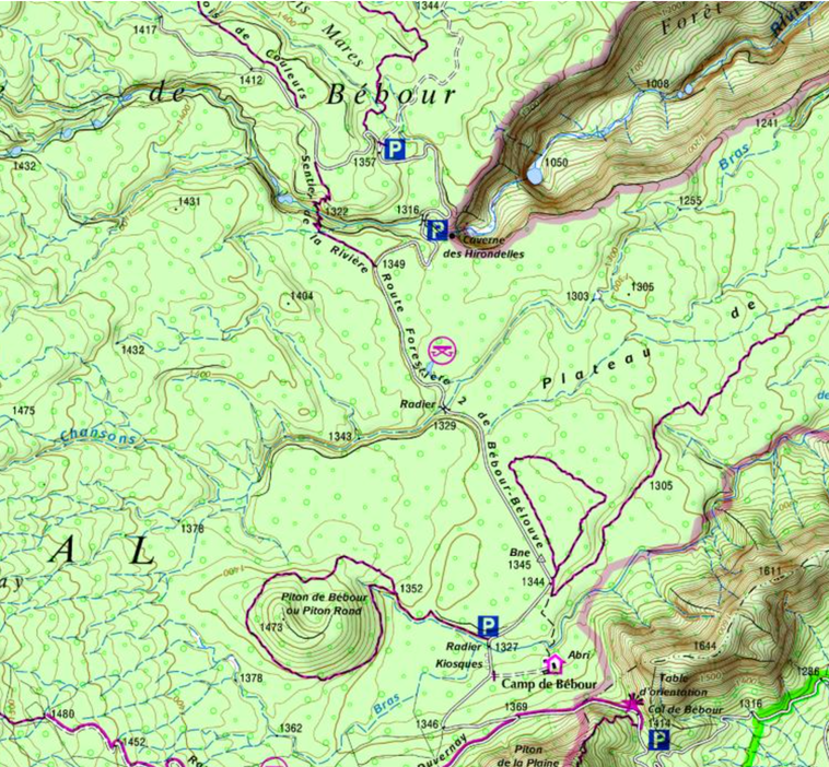 Piton de Bebour map